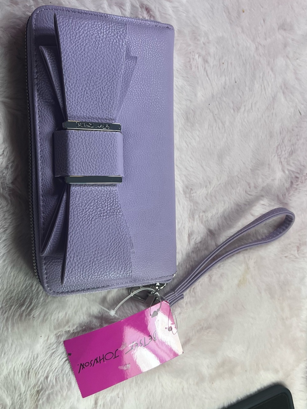 Betsey Johnson Lavender Bow Wristlet with Silver Accents D9